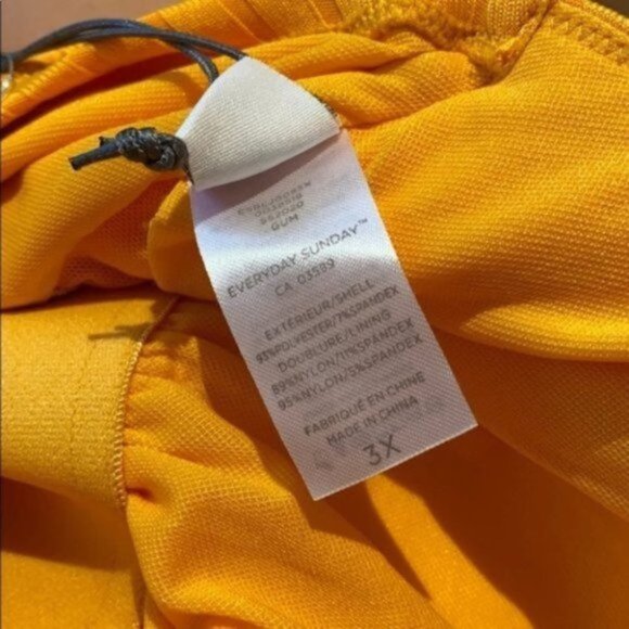 Everyday Sunday Women Yellow One-Piece Ruffle Ribbed Swimsuit Plus Size 3X - Picture 10 of 13